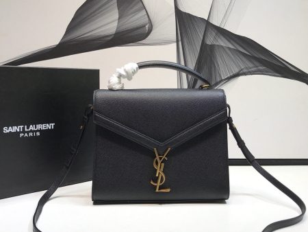 Yves Saint Laurent Cassandra Medium Top Handle Bag In Grain Black  9.6in 24.5cm Sale