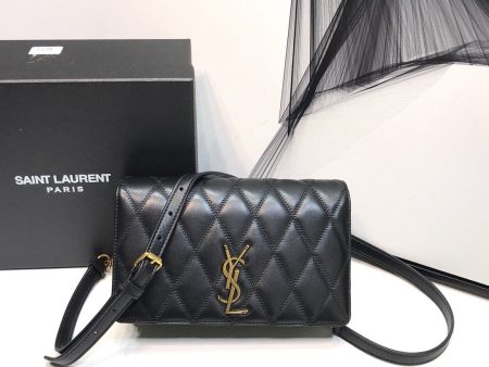 Yves Saint Laurent Angie Patent Handbag Black on Sale