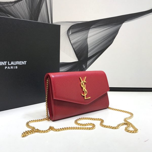 Yves Saint Laurent Uptown Chain Wallet Red Online now