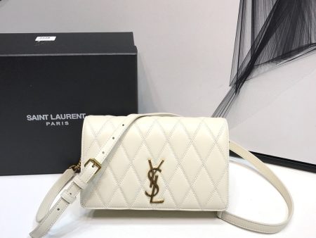 Yves Saint Laurent Angie Patent Handbag White For Cheap