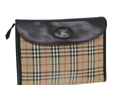 BURBERRYSs Nova Check Clutch Bag Canvas Beige Auth bs14645 Online now