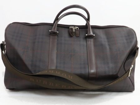 Brand Inspired Burberry London Boston Bag Dark Brown PVC (SHC7-10900) For Sale