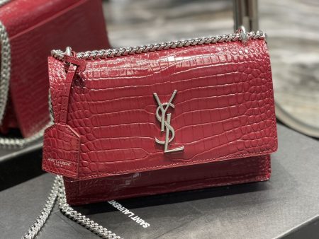 Yves Saint Laurent Sunset Medium Chain Bag Red For Sale