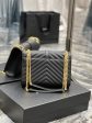 Yves Saint Laurent College Medium Chain Bag Black Gold Toned Hardware Online Sale