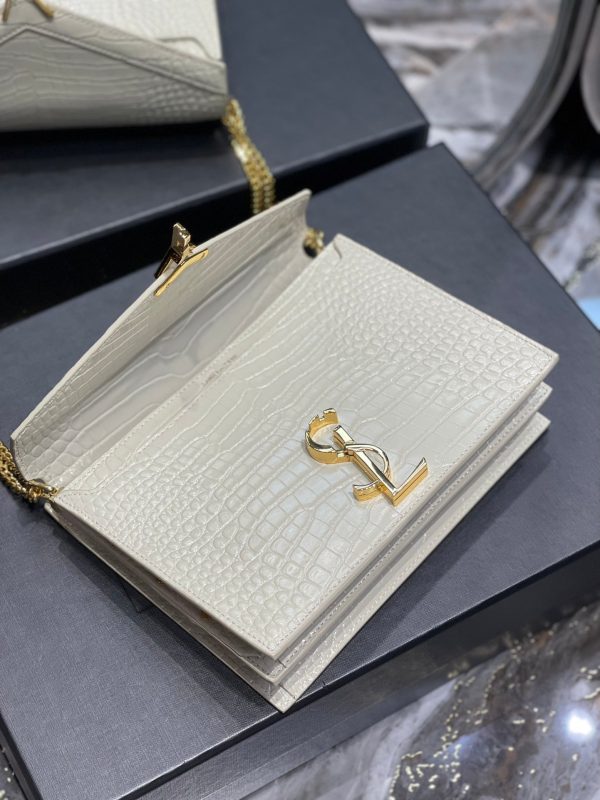 Yves Saint Laurent Cassandra Medium Chain Bag White In Grain De Poudre Embossed  8.6in 22cm Supply