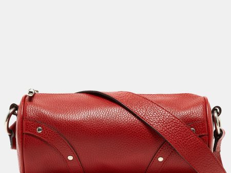 BURBERRY Red Leather Barrel Bag on Sale