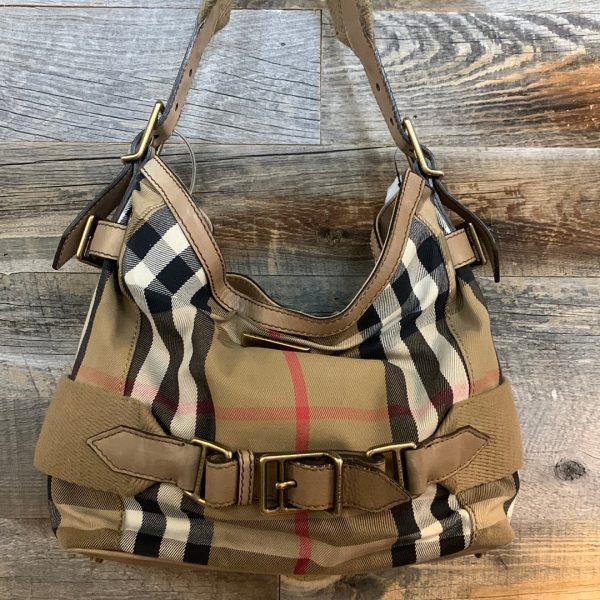 Burberry Canvas Check Shoulder Bag Discount