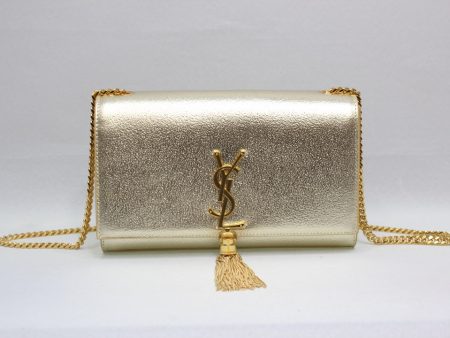 Yves Saint Laurent Kate Chain Wallet With Tassel Yellow Copper  10.2in 26cm on Sale