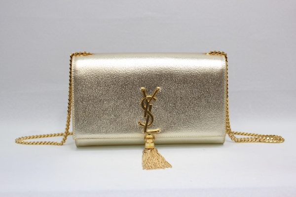 Yves Saint Laurent Kate Chain Wallet With Tassel Yellow Copper  10.2in 26cm on Sale