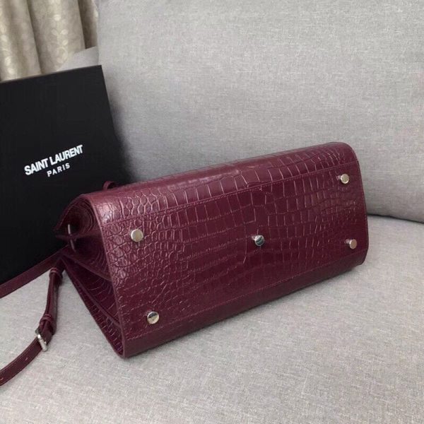 Yves Saint Laurent Sac De Jour Small In Embossed Crocodile Burgundy Online Hot Sale