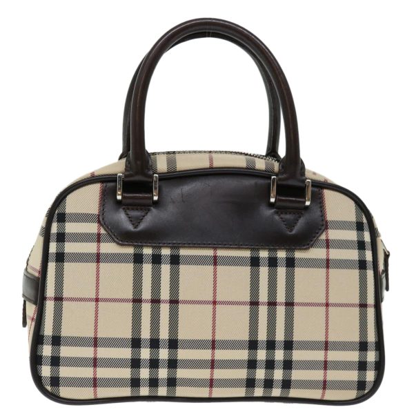 BURBERRY Nova Check Hand Bag Nylon Beige Auth ki4265 on Sale