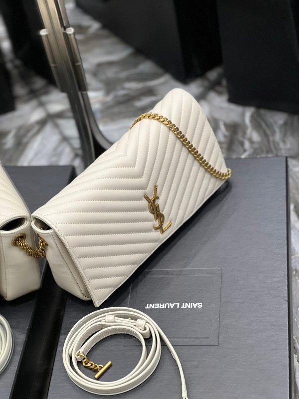 Yves Saint Laurent Kata 99 Chain Bag White With Gold Hardware  10.2in 26cm For Sale