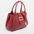 BURBERRY Red Leather Buckle Tote on Sale