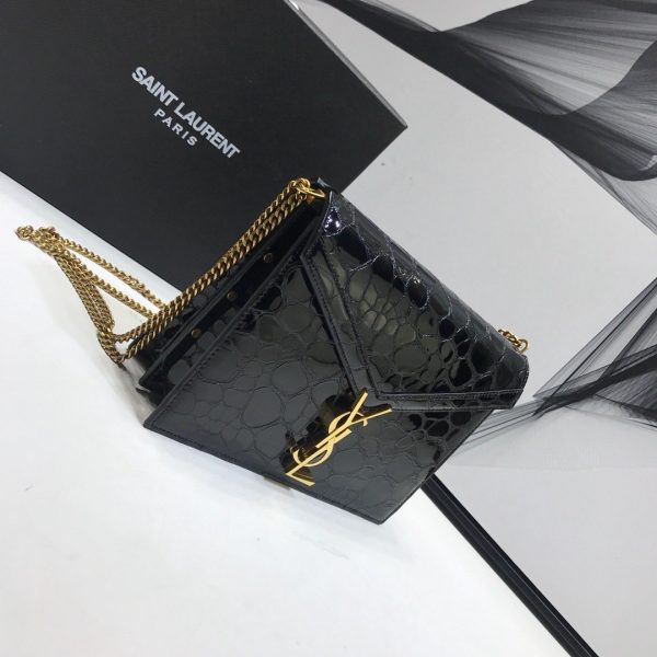 Yves Saint Laurent Cassandra Small Crossbody Bag With Stone Print Black For Sale