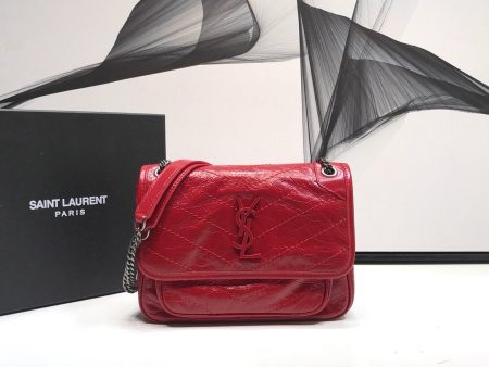 Yves Saint Laurent Niki Baby Chain Bag In Crinkled Vintage Red Online Hot Sale