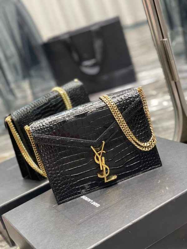 Yves Saint Laurent Cassandra Medium Chain Bag Black  8.6in 22cm on Sale