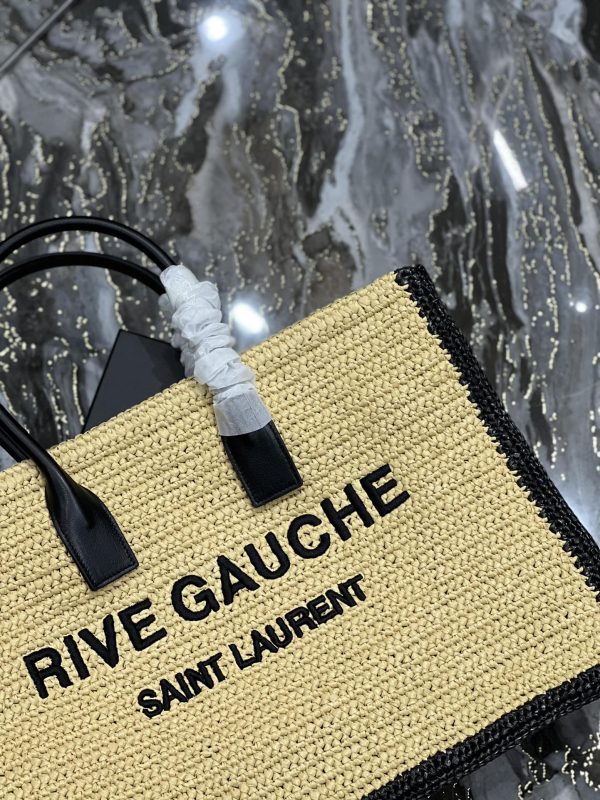 Yves Saint Laurent Rive Gauche Tote Bag In Raffia For Cheap