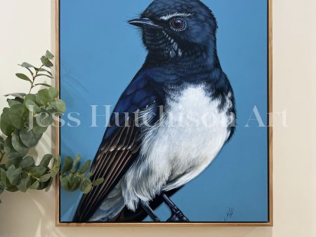 William  the Willie Wagtail original artwork framed in Tasmanian Oak Sale