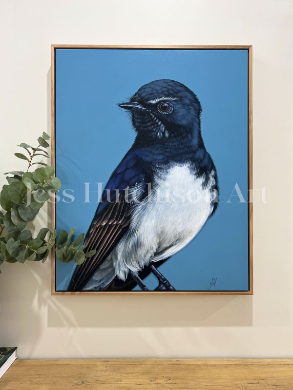 William  the Willie Wagtail original artwork framed in Tasmanian Oak Sale