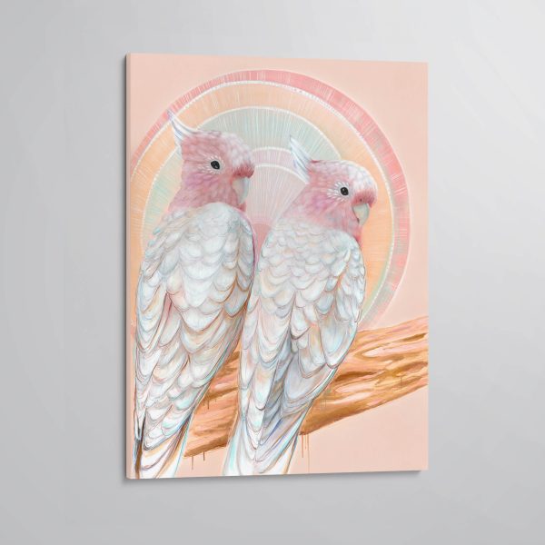 ‘Mitchell and Maude’ Pink Cockatoo pair canvas print Cheap